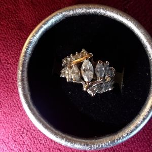 Size 5 Estate 925 Vermeil Gold Gemstone Ring